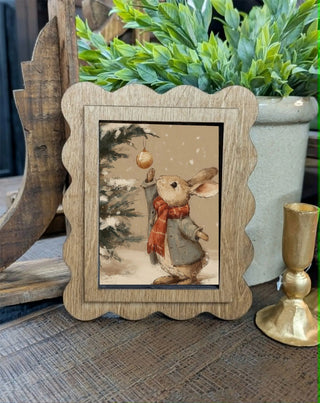 Scallop Christmas Bunny Framed Canvas Art