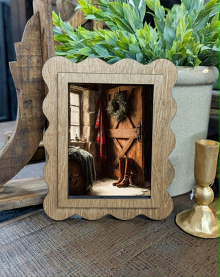 Scallop Christmas Doorway Framed Canvas Art