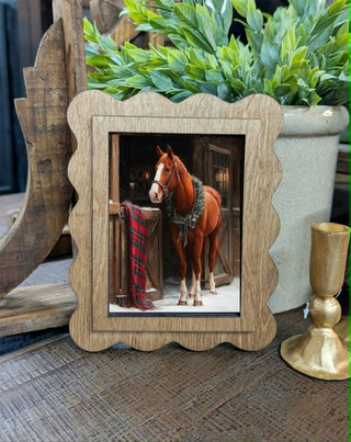 Scallop Christmas Horse Framed Canvas Art