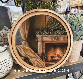 Holiday Mantel Arch Framed Art, 8" Round