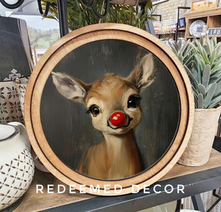 Round Rudolph Arch Framed Art, 8" Round