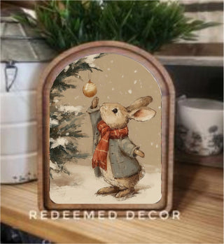 Christmas Bunny Arch Framed Art, 8.25" x 11"