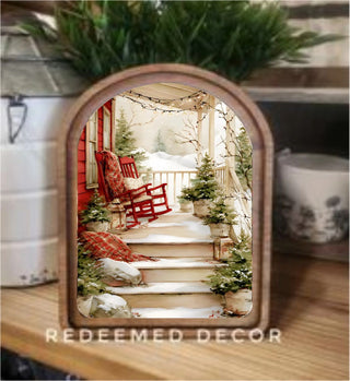 Cozy Christmas Porch Framed Art 8.25"x11”
