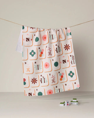 Geometry Tea Towel, Mahjong Cypress Tile Toss