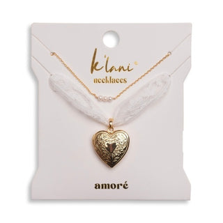 K'LANI "Amoré" Gold Heart with Pearl Details Necklace Set