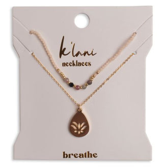 K'LANI "Breathe" Gold Lotus Necklace Set