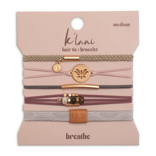 K'LANI "Breathe" Lotus Flower Earthy Tones Hair Tie Bracelets