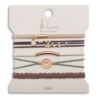 K'LANI "Climb" Natural Colors with Gold Mountain Accent hair Tie Bracelets