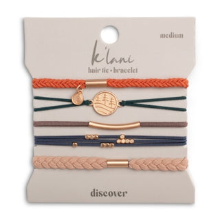 K'LANI "Discover" Gold Pine Tree Charm Hair Tie Bracelets