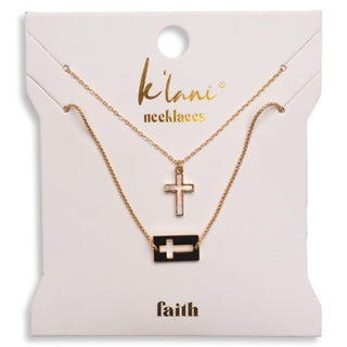 K'LANI "Faith" Necklace Set Gold Mother of Pearl