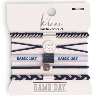 K'LANI "Game Day" Navy & Gray Hair Tie Bracelets