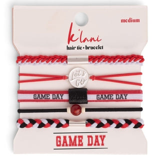 K'LANI "Game Day" Red, Black & White Hair Tie Bracelets