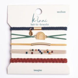 K'LANI "Imagine" Gold Rainbow Themed Hair Tie Bracelets