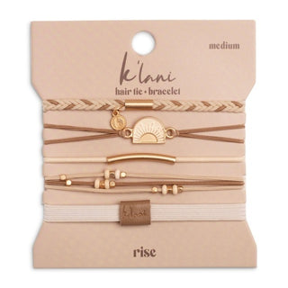 K'LANI "Rise" Cream and Tan With Gold & Sun Accents Hair Tie Bracelets