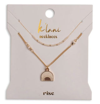 K'LANI "Rise" Gold & Cream Sunrise Necklace Set