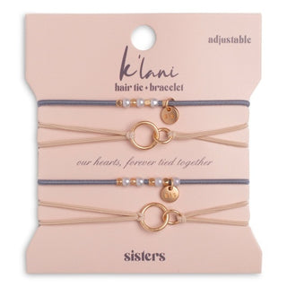 K'LANI "Sisters" Gold & Pearl Shareable Hair Tie Bracelet Set