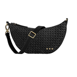 Pretty Simple Paige Suede Woven Crossbody in Black