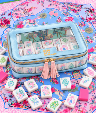OH MY MAHJONG Metallic Light Blue Tile Storage Bag