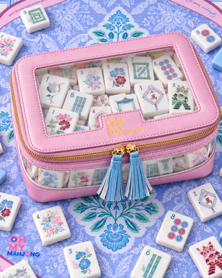 OH MY MAHJONG Metallic Light Pink Tile Storage Bag