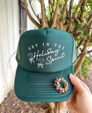 *PRE ORDER* Get In The Holiday Spirit Dark Green Trucker