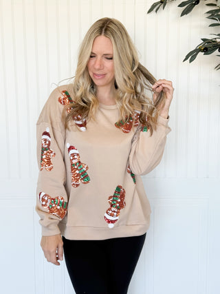 Gingerbread Sequin Fleece Pullover