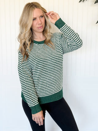 Brighton Waffle Stripe Sweater, Green