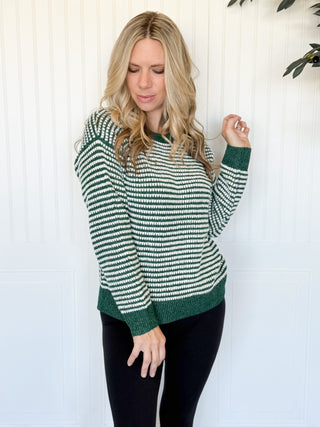 Brighton Waffle Stripe Sweater, Green