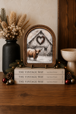 Valentine Highland Barn Arch Framed Art 8.25x11"