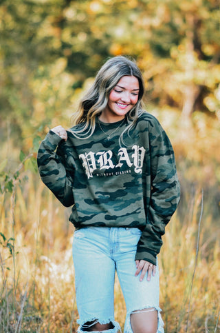 *PRE ORDER* Pray Without Ceasing Camo Sweatshirt