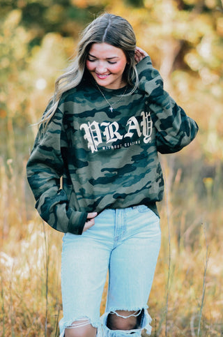 *PRE ORDER* Pray Without Ceasing Camo Sweatshirt