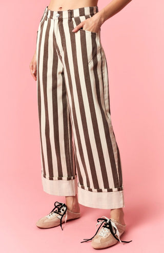 The Cinnamon Stripe Barrel Jeans