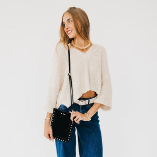 Pretty Simple Shelby Suede Phone Bag in Black