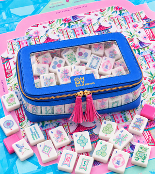 OH MY MAHJONG Metallic Blue Tile Storage Bag