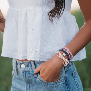 K'LANI "Wish" Pink Bow & Star Hair Tie Bracelet