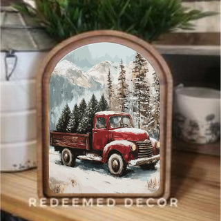 Christmas Truck Arch Framed Art, 8.25x11”