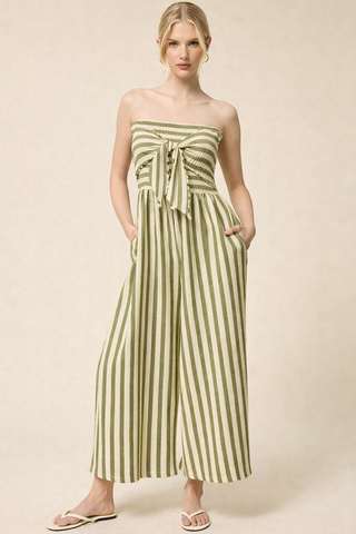 The Saltwater Stripe Jumpsuit, Cream/Olive