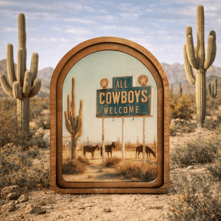 All Cowboys Welcome Arch Framed Art 6x8" - 420 Home Decor - The Farmhouse