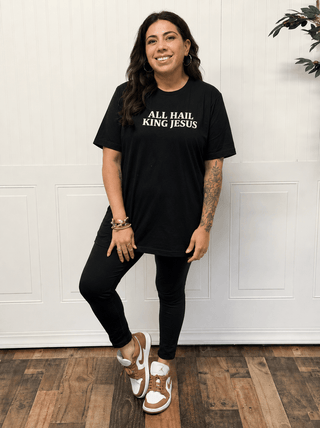 All Hail King Jesus Unisex Graphic Tee, Black - 120 Graphic Tees - The Farmhouse