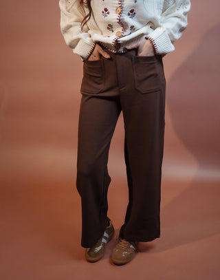 ALLIE ROSE Women's Chocolate Haven Knit Trousers - 240 Pants - The Farmhouse