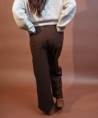 ALLIE ROSE Women's Chocolate Haven Knit Trousers - 240 Pants - The Farmhouse