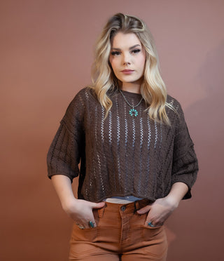 ALLIE ROSE Women's Chocolate Maple Sweater - 100 Casual Tops - The Farmhouse