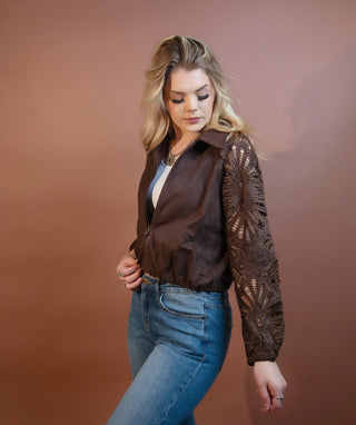 ALLIE ROSE Women's Chocolate Suede Zip Jacket - 160 Outerwear - The Farmhouse