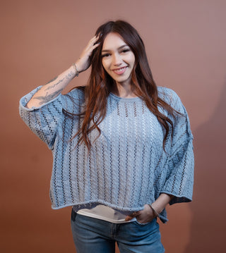 ALLIE ROSE Women's Dusty Blue Maple Sweater - 100 Casual Tops - The Farmhouse