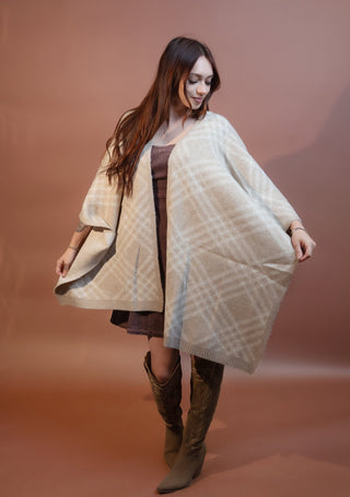 ALLIE ROSE Women's Harvest Plaid Wrap Poncho - 160 Outerwear - The Farmhouse