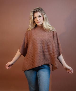 ALLIE ROSE Women's Hickory Cable Knit Poncho - 160 Outerwear - The Farmhouse