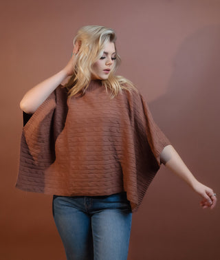 ALLIE ROSE Women's Hickory Cable Knit Poncho - 160 Outerwear - The Farmhouse