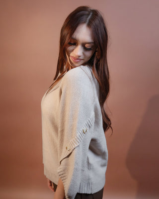 ALLIE ROSE Women's Latte Weather Stitch Knit Sweater - 140 Sweatshirts + Sweaters - The Farmhouse