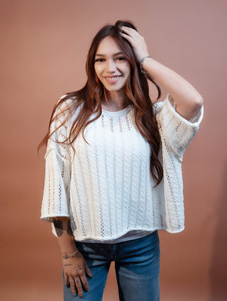 ALLIE ROSE Women's Off-White Maple Sweater - 100 Casual Tops - The Farmhouse