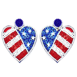 American Flag Heart Dangle Earrings - The Farmhouse