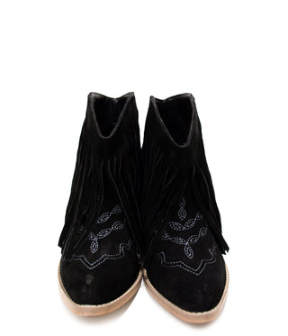 Amos Fringe Ankle Bootie in Black Suede - 110 Fashion Boots - The Farmhouse
